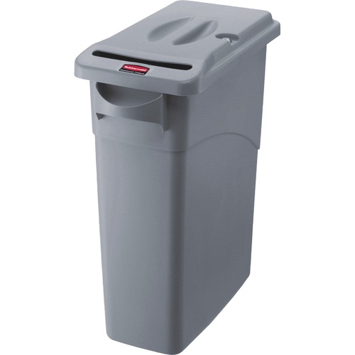 SLIM JIM CONFIDENTIAL DOCUMENT RECEPTACLE WITH LID, RECTANGLE, 23 GAL, LIGHT GRAY