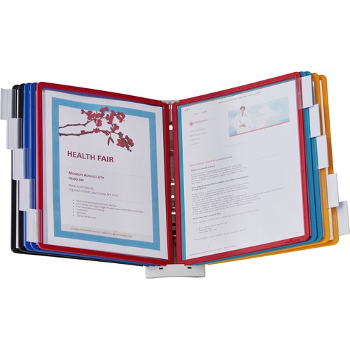 Sherpa Wall-Mount Reference System, 10 Gray Panels, Letter, Assorted Borders