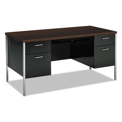 34000 Series Double Pedestal Desk, 60w X 30d X 29 1/2h, Mocha/black