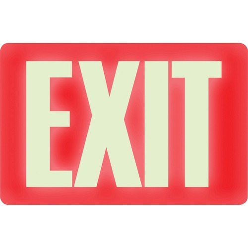 Glow In The Dark Sign, 8 X 12, Red Glow, Exit