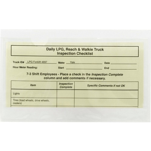 Self-Adhesive Poly Pockets, Top Load, 9 X 5-9/16, Clear, 100/box