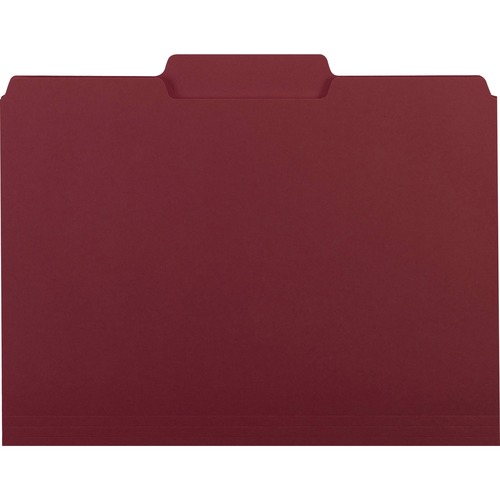 Interior File Folders, 1/3 Cut Top Tab, Letter, Maroon, 100/box