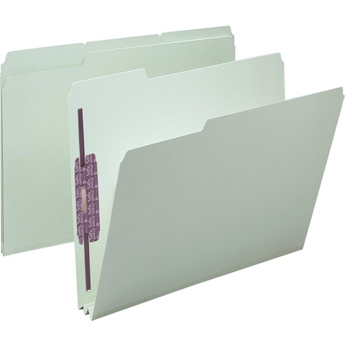 Two Inch Expansion Fastener Folder, 1/3 Top Tab, Letter, Gray Green, 25/box
