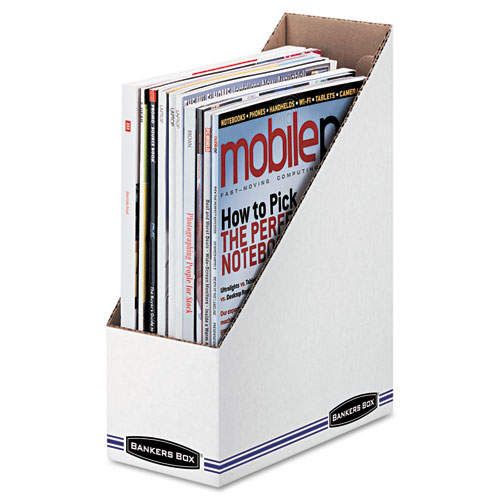 Corrugated Cardboard Magazine File, 4 X 9 1/4 X 11 3/4, White, 12/carton