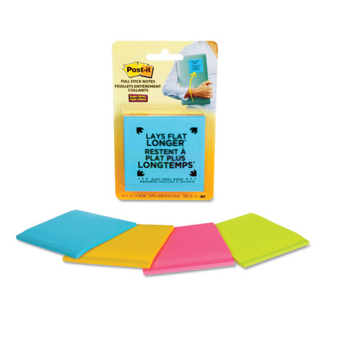 Full Adhesive Notes, 3 X 3, Assorted Rio De Janeiro Colors, 25-Sheet, 4/pack