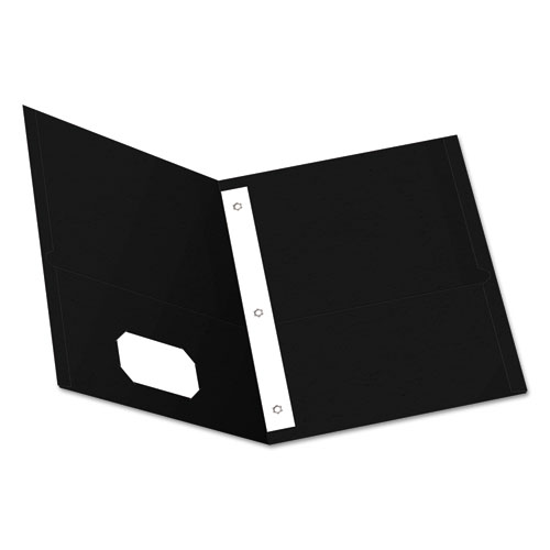 Twin-Pocket Folders With 3 Fasteners, Letter, 1/2" Capacity, Black 25/box
