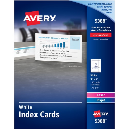 Unruled Index Cards For Laser And Inkjet Printers, 3 X 5, White, 150/box