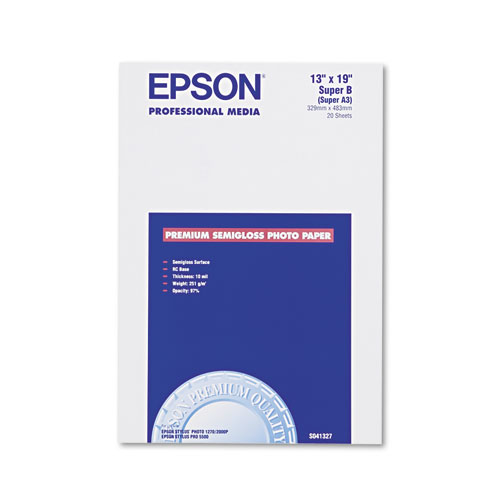 Premium Photo Paper, 68 Lbs., Semi-Gloss, 13 X 19, 20 Sheets/pack