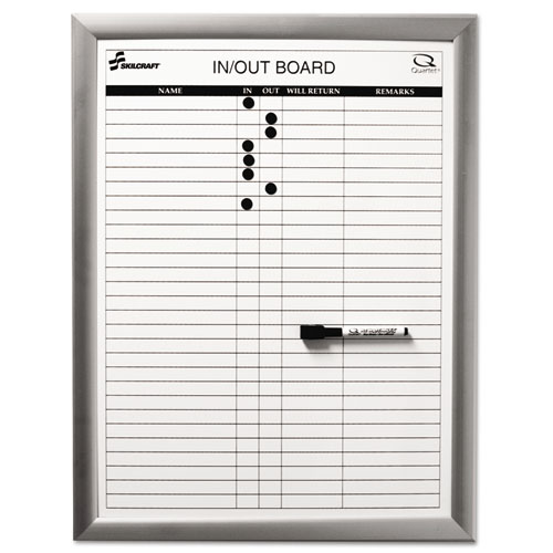 7110015680403 SKILCRAFT QUARTET MAGNETIC IN/OUT BOARD, 22 X 26, ALUMINUM FRAME