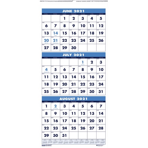 THREE-MONTH ACADEMIC WALL CALENDAR, 8 X 17, 14-MONTH (JUNE-JULY), 2018-2019