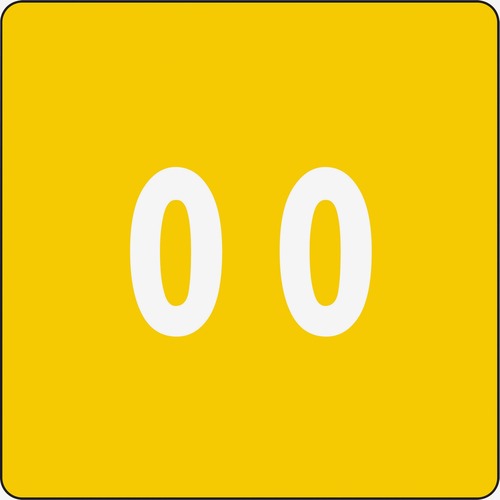 Single Digit End Tab Labels, Number 0, White, 250/roll