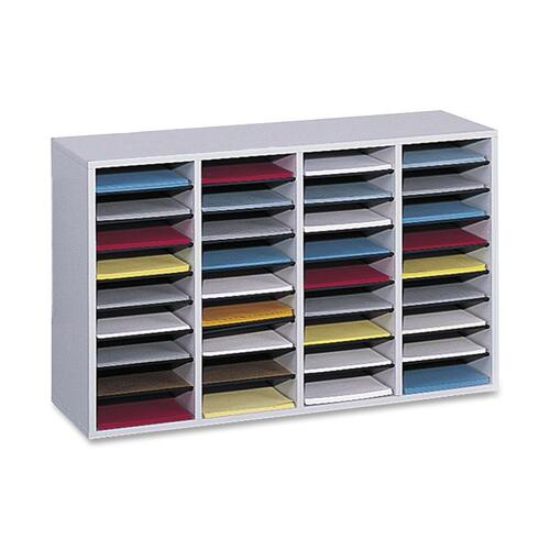 Wood/laminate Literature Sorter, 36 Sections, 39 1/4 X 11 3/4 X 24, Gray