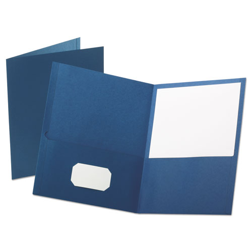 LEATHERETTE TWO POCKET PORTFOLIO, 8 1/2" X 11", BLUE, 10/PK