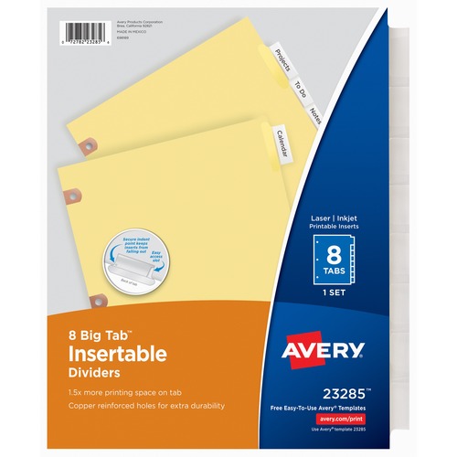 Insertable Big Tab Dividers, 8-Tab, Letter