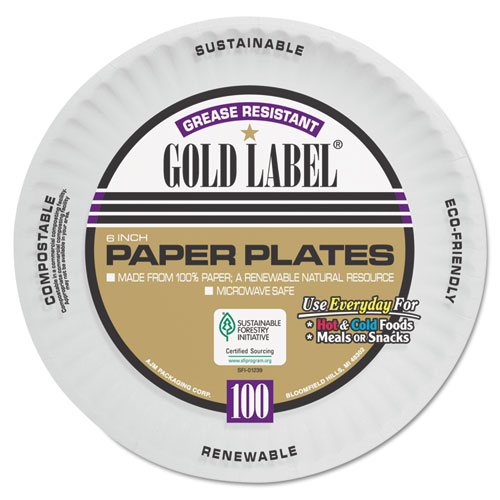 Coated Paper Plates, 6 Inches, White, Round, 100/pack