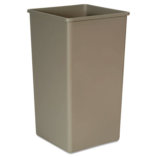 UNTOUCHABLE SQUARE WASTE RECEPTACLE, PLASTIC, 50 GAL, BEIGE