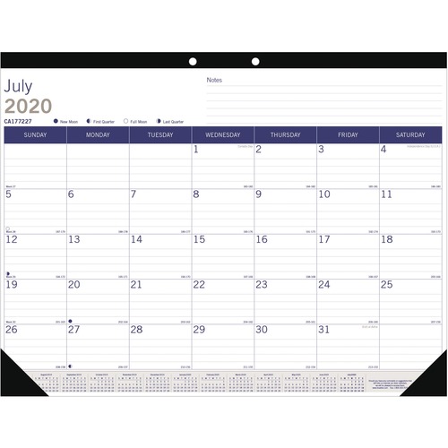 ACADEMIC DESK PAD CALENDAR, 22 X 17, WHITE/BLUE/GRAY, 2018-2019