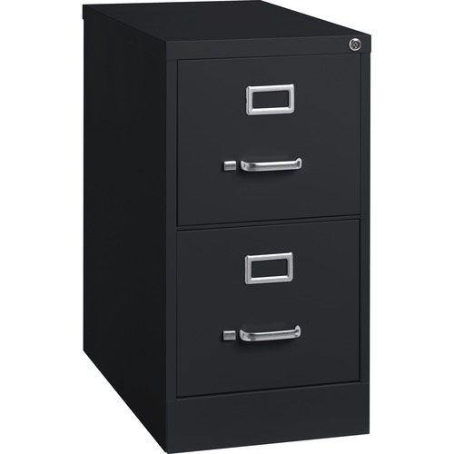 2-Drawer Vertical File, w/ Lock, 15"x25"x28-3/8", Black