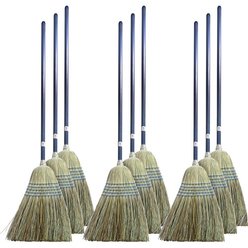 Genuine Joe  Broom, Corn/Fiber, 9" to 11" Sweep, 12/CT, Natural