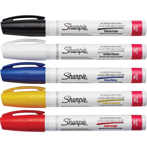 Paint Sharpie, Oil Base, Medium Point, 5/PK, AST