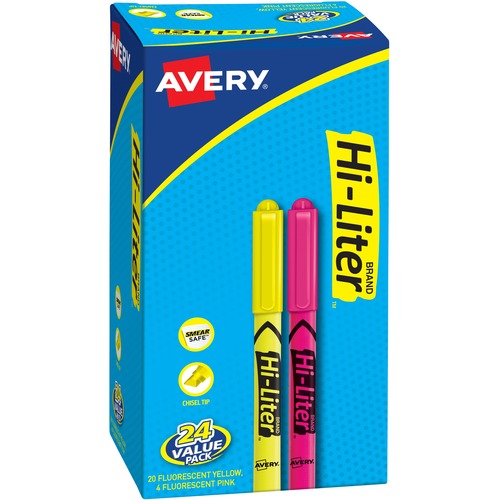 Hi-Liter Pen-Style Highlighter, Chisel Tip, Assorted Fluorescent Colors, 24/pack