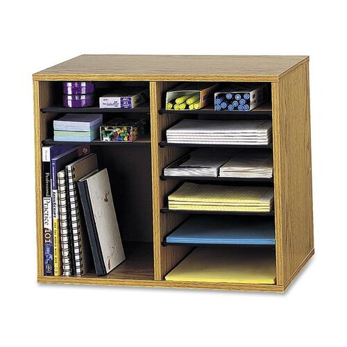 Wood/fiberboard Literature Sorter, 12 Sections, 19 5/8 X 11 7/8 X 16 1/8, Oak