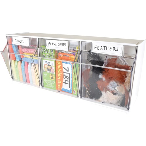 Bin System,Modular,3-Bin,23-5/8"x7-3/4"x9-1/2",White/CL