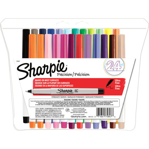 Permanent Markers, Ultra Fine Point, Assorted, 24/set