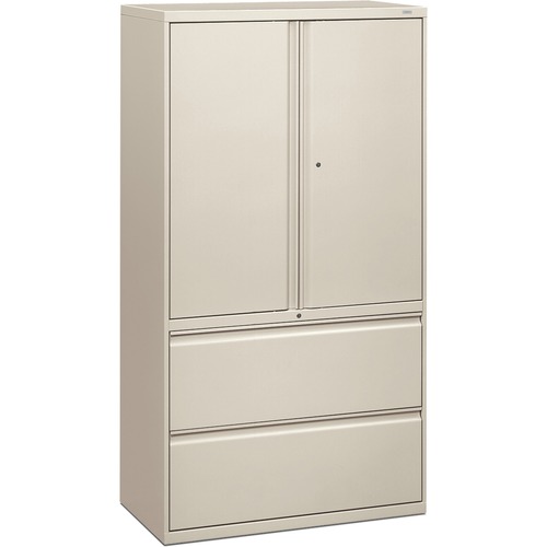 Lateral File,w/ Storage,2-drawer,36"x19-1/4"x67",Light Gray