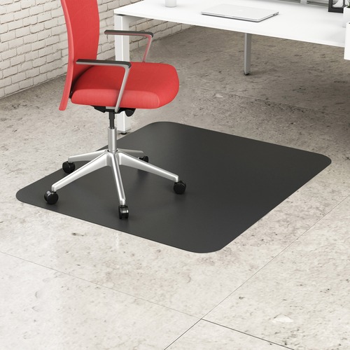 ECONOMAT ALL DAY USE CHAIR MAT FOR HARD FLOORS, 45 X 53, RECTANGULAR, BLACK