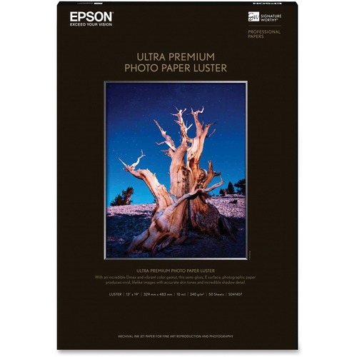 Ultra Premium Photo Paper, 64 Lbs., Luster, 13 X 19, 50 Sheets/pack