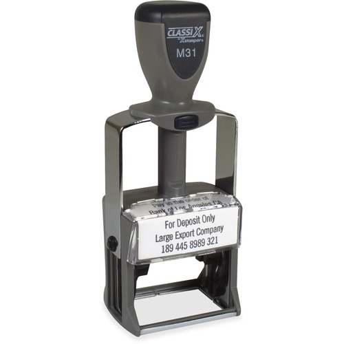 ClassiX Self-Inking Steel Message Stamp, 1-1/8"x1-5/8", Ast
