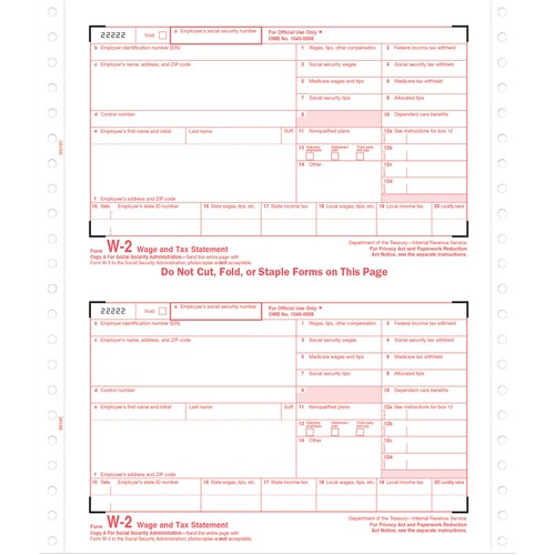 W-2 Tax Forms, 6-Part Carbonless, 5 1/2 X 8 1/2, 24 W-2s & 1 W-3