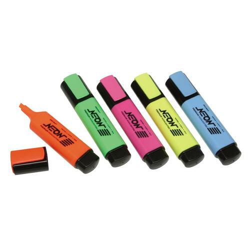 7520014636556, FLAT FLUORESCENT HIGHLIGHTER, CHISEL TIP, FIVE-COLOR SET