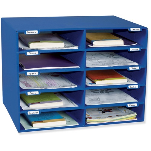 Mail Box, 10 Slots, 12-1/2"x10"x3", Blue