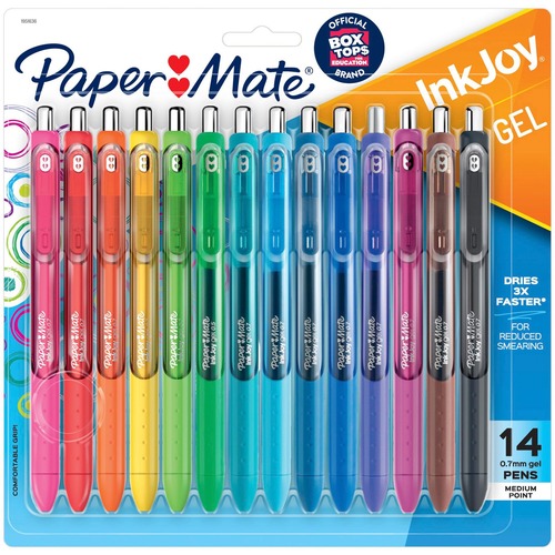 Inkjoy Gel Retractable Pen, 0.7mm, Assorted Ink, 14/pack