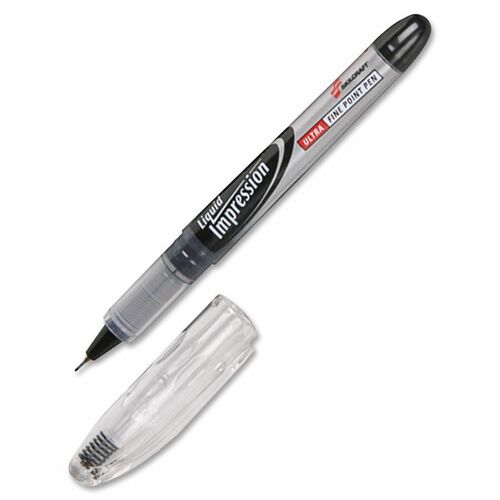 7520015194373, LIQUID IMPRESSION POROUS PT STICK PEN, BLK INK, ULTRA FINE, DOZEN