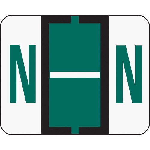 A-Z Color-Coded Bar-Style End Tab Labels, Letter N, Dark Green, 500/roll