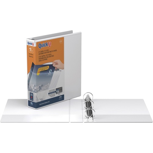 Quickfit Round-Ring View Binder, 1 1/2" Capacity, White