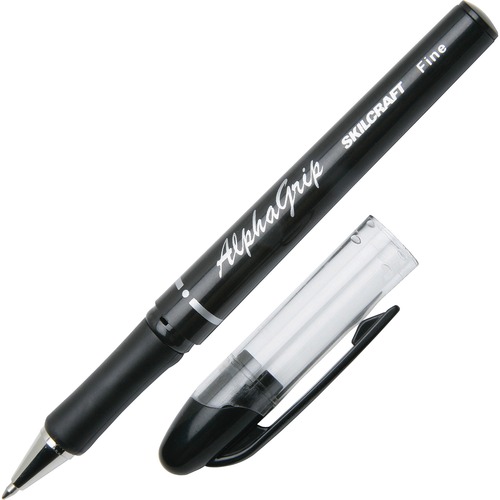 7520014244884, ALPHAGRIP BALLPOINT STICK PEN, BLACK INK, FINE, DOZEN