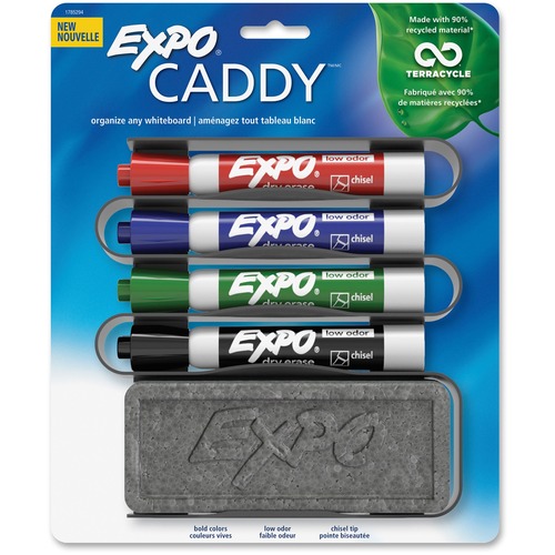 Mountable Whiteboard Caddy, With 4 Markers/eraser, Set