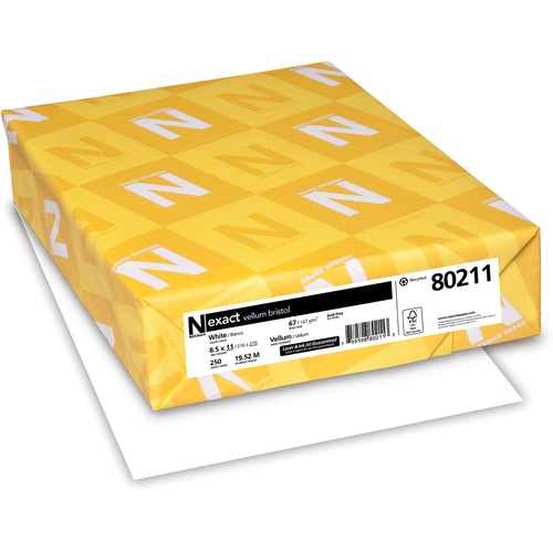 Exact Vellum Bristol Cover Stock, 67lb, 94 Bright, 8 1/2 X 11, White, 250 Sheets