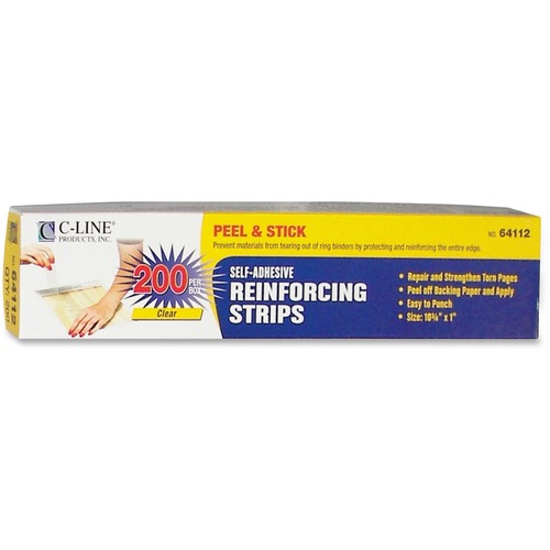 Self-Adhesive Reinforcing Strips, 10 3/4 X 1, 200/bx