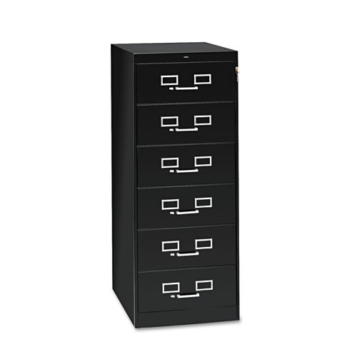 Six-Drawer Multimedia Cabinet For 6 X 9 Cards, 21-1/4w X 52h, Black