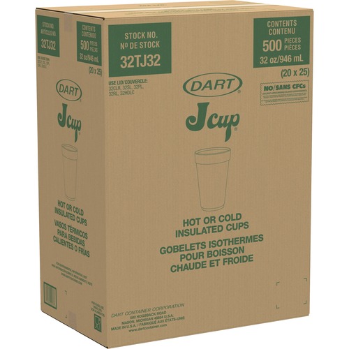 Dart Container Corp  Dart Big Drink Foam Cup, 32oz., 500/CT, White