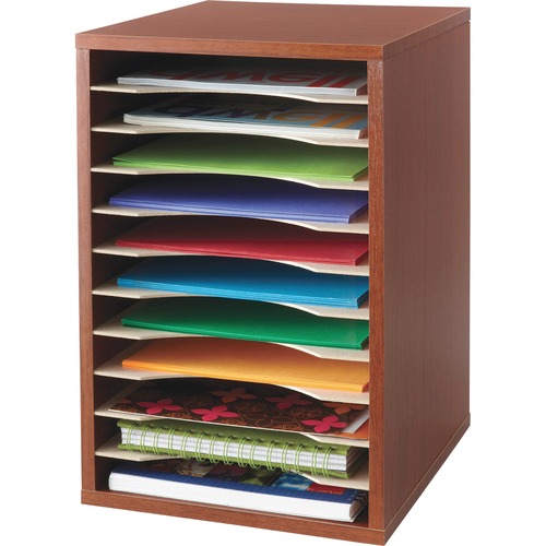 Wood Desktop Literature Sorter, 11 Sections 10 5/8 X 11 7/8 X 16, Cherry