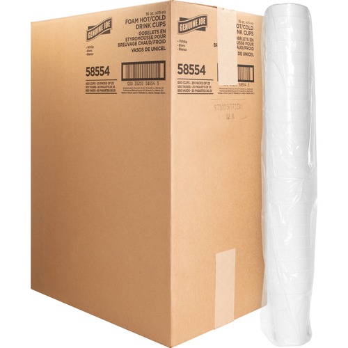 Genuine Joe  Foam Cups, 16 oz., 500/CT, White