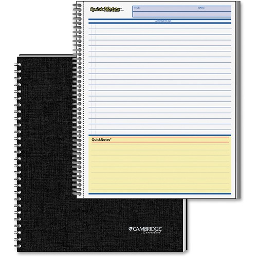Side Bound Guided Business Notebook, Quicknotes, 11 X 8 1/2, 80 Sheets