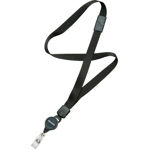 8455016130199 SKILCRAFT BREAKAWAY LANYARD, RETRACTABLE WHEEL 36", NYLON, BLACK, DOZEN