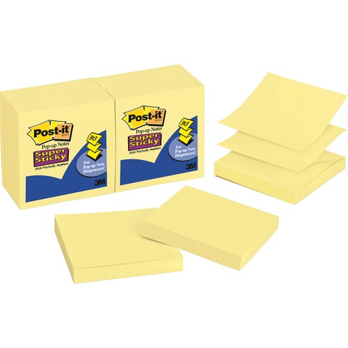 Pop-Up 3 X 3 Note Refill, Canary Yellow, 90 Notes/pad, 12 Pads/pack